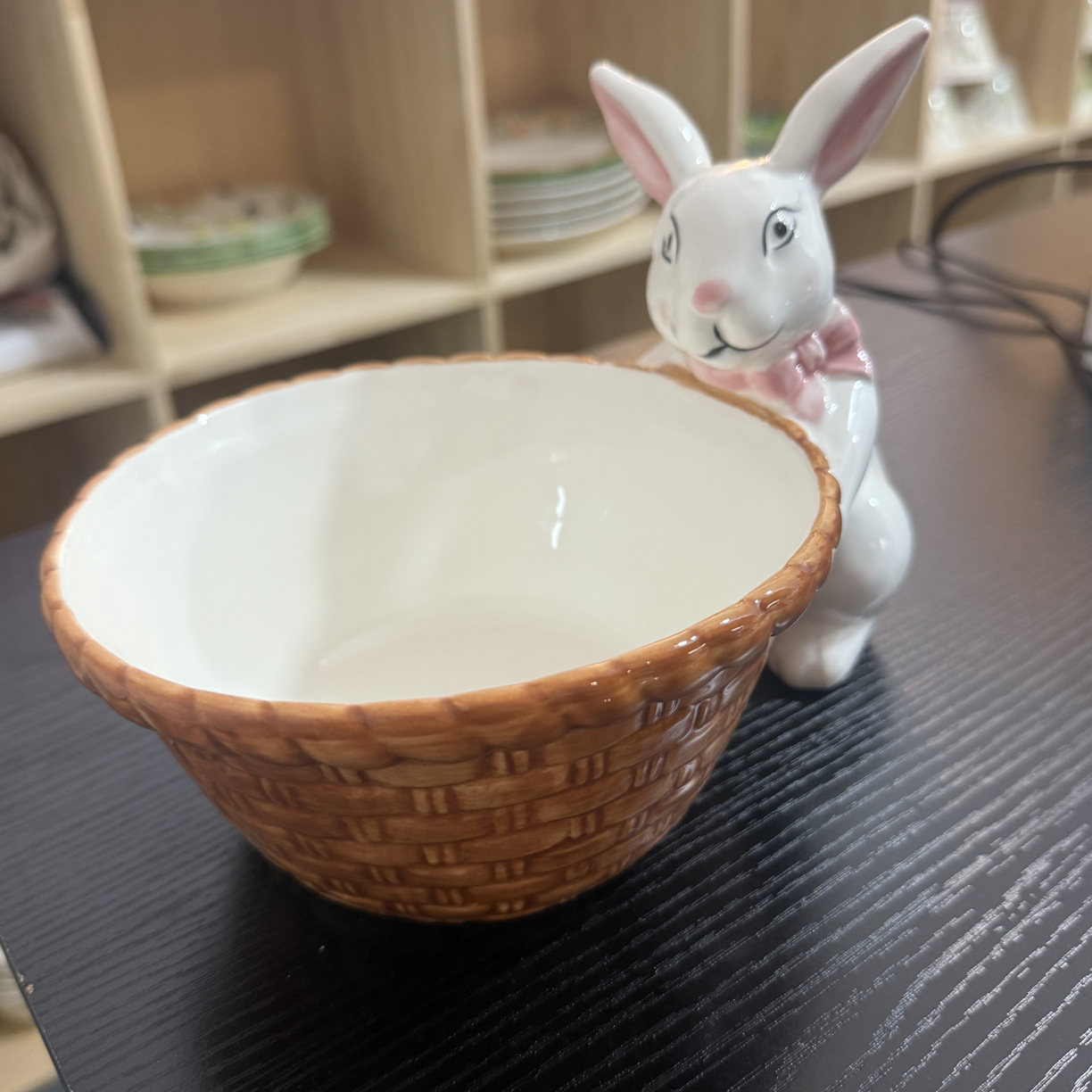 兔子水果碗一个装釉下彩陶瓷餐具