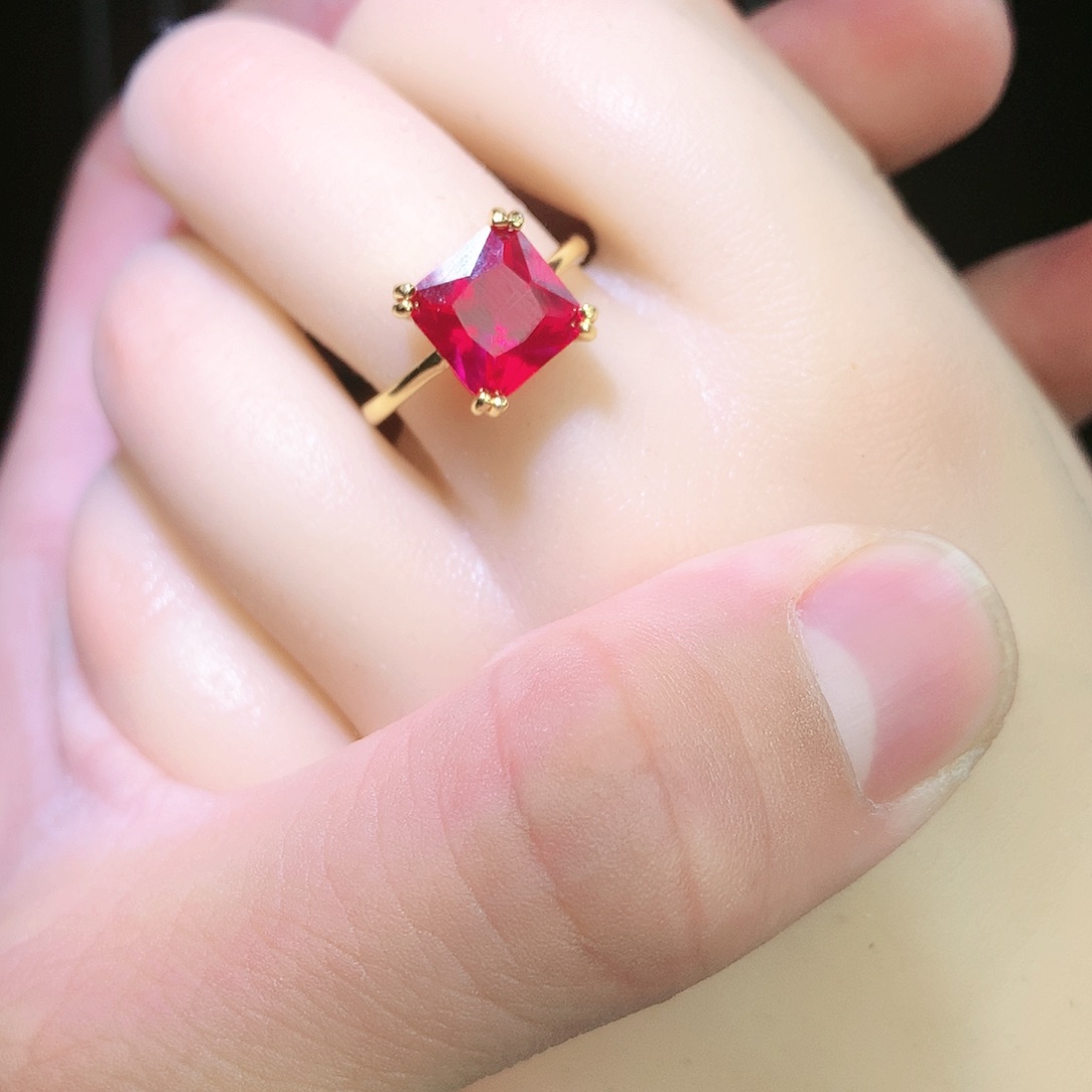 红宝石戒指银S925镶嵌