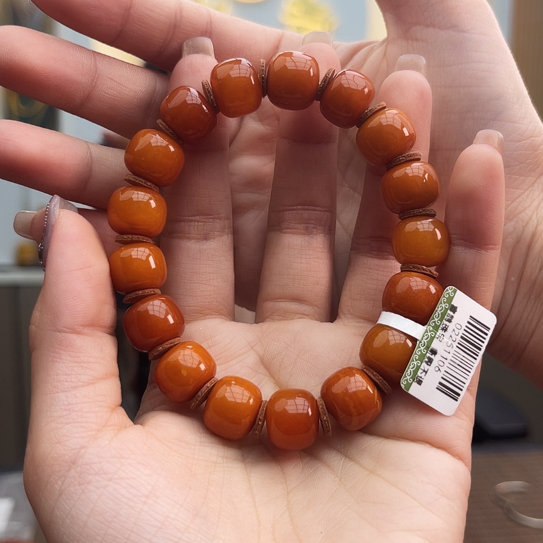 琥珀手链未镶嵌13m老蜡