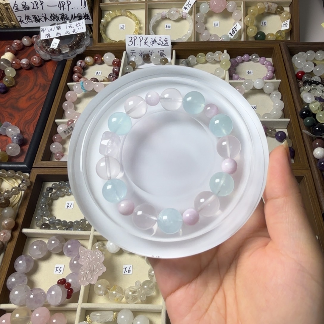 *****手链未镶嵌水晶931号海蓝粉水