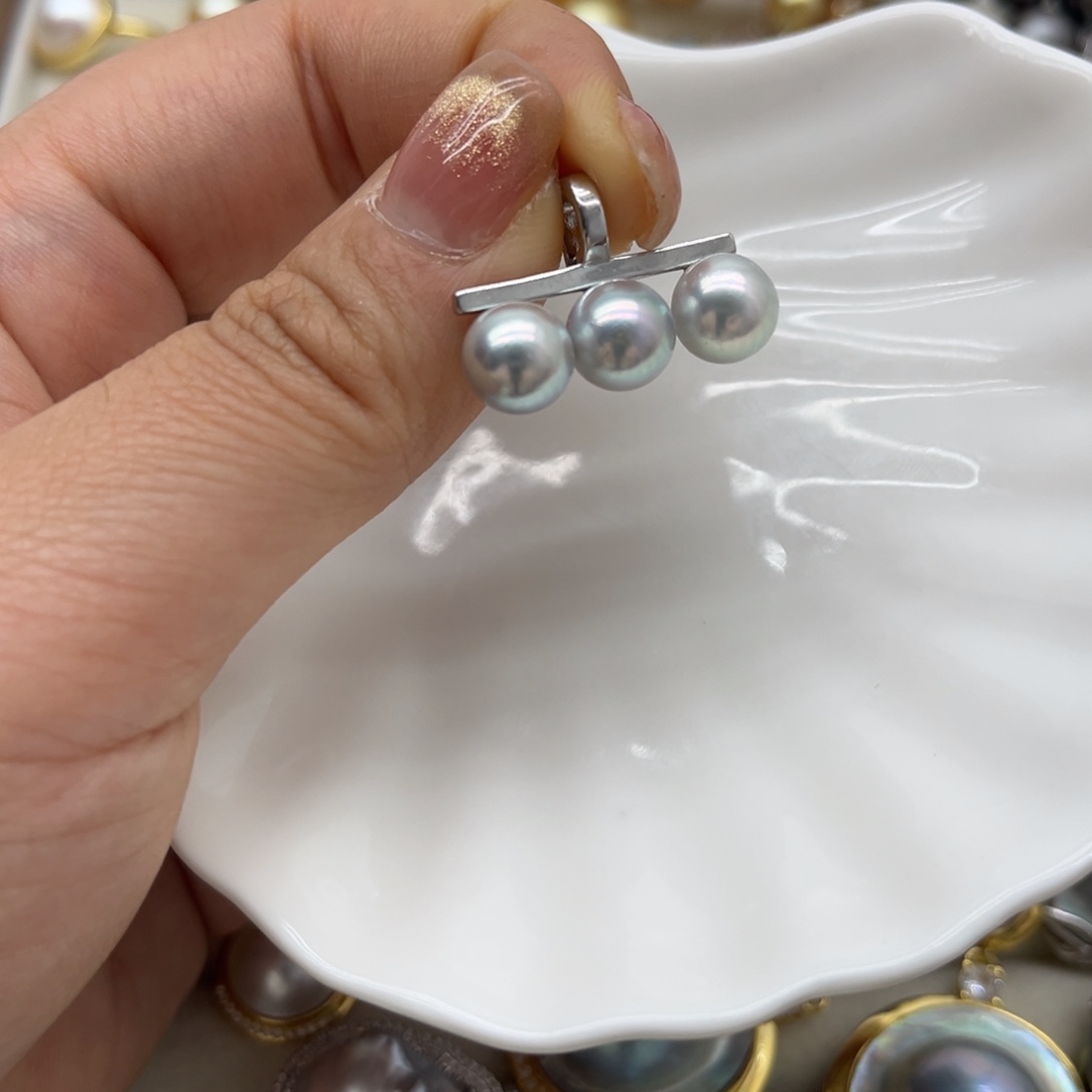 吊坠(不含链)银S925镶嵌海水珍珠