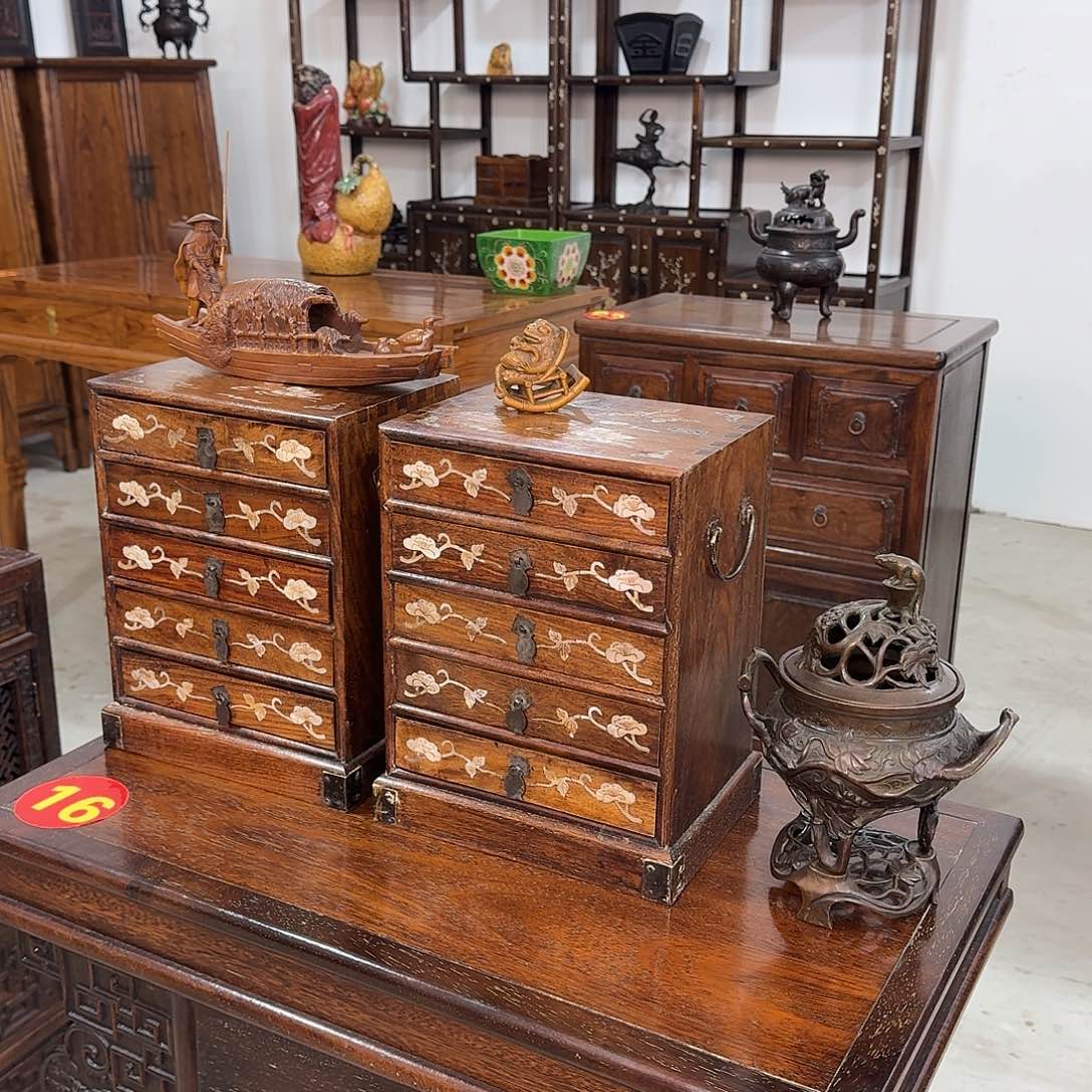 味****木复古装饰摆件五斗2个船1个青蛙1个熏炉1个