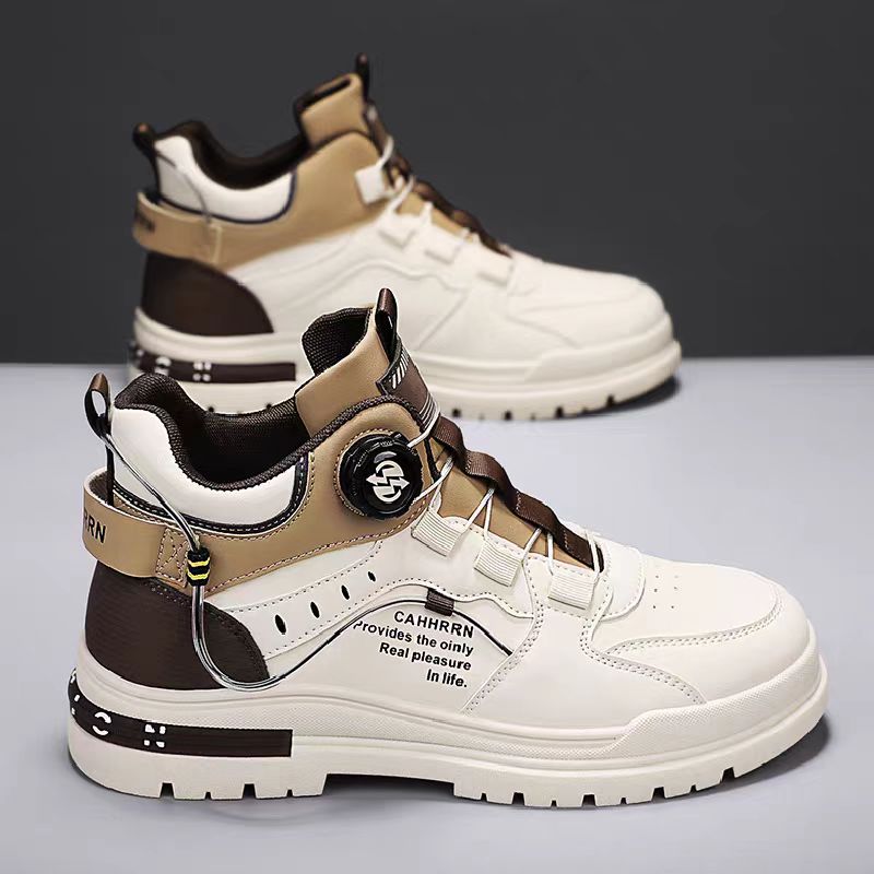 马丁靴男高帮秋季英伦风复古男士休闲皮鞋中帮防水防滑增高工装靴