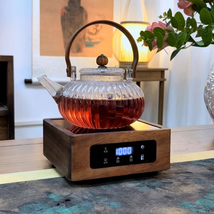 茶炉家用电陶定时胡桃木炉触烧水实木1000wW保温控小方炉煮茶茶具