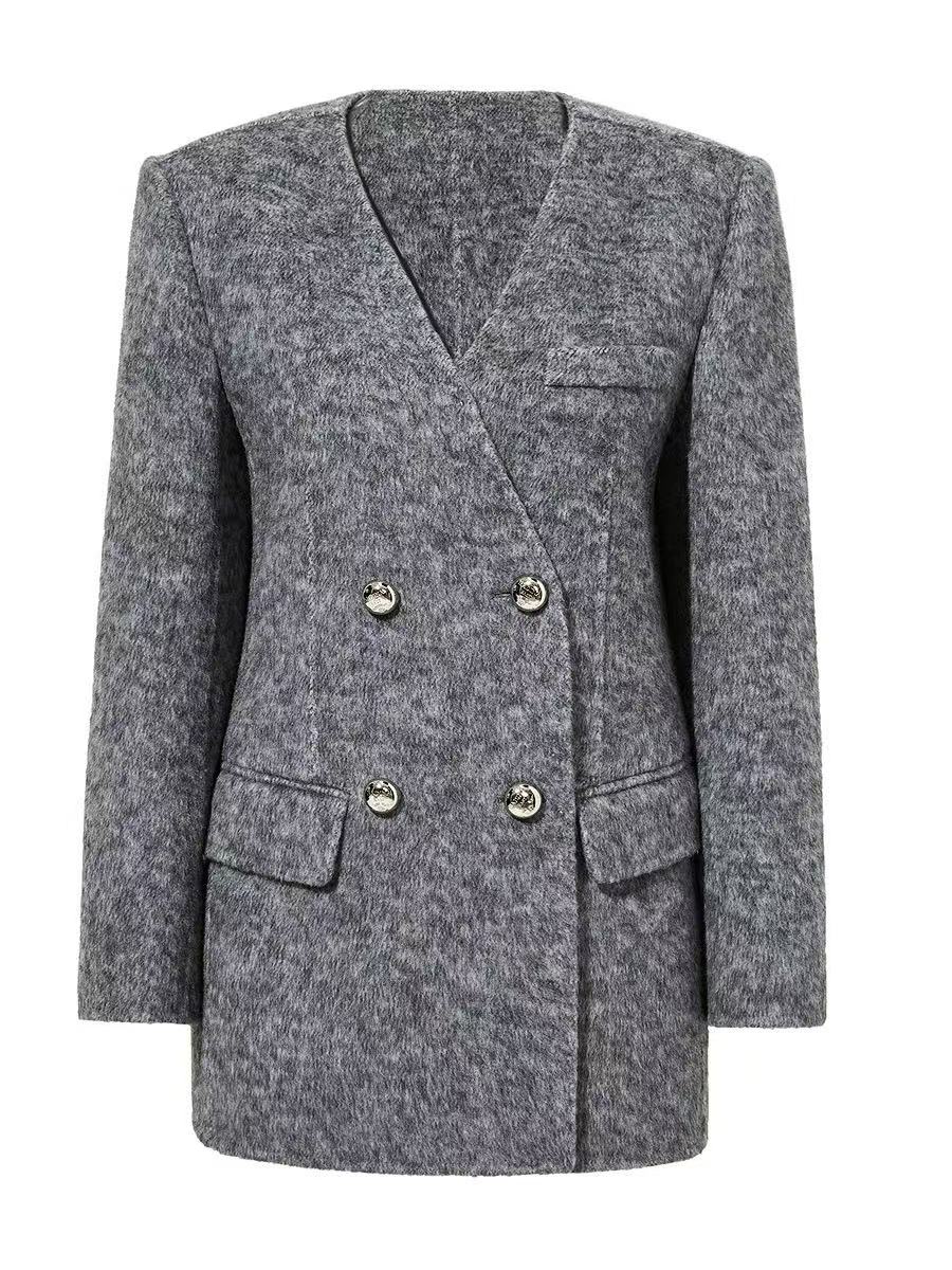 010灰色羊毛外套