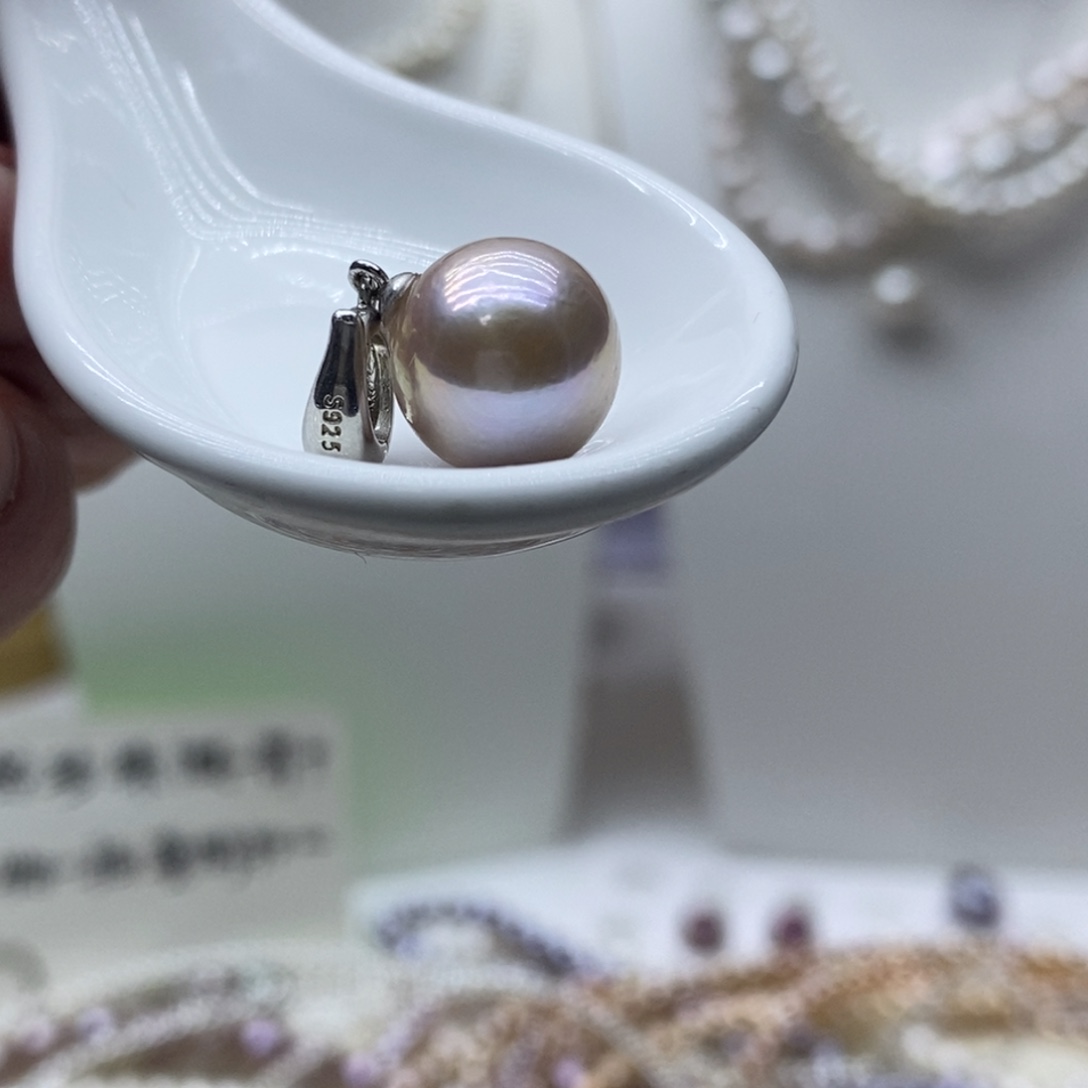 淡水珍珠吊坠(不含链)银S925镶嵌