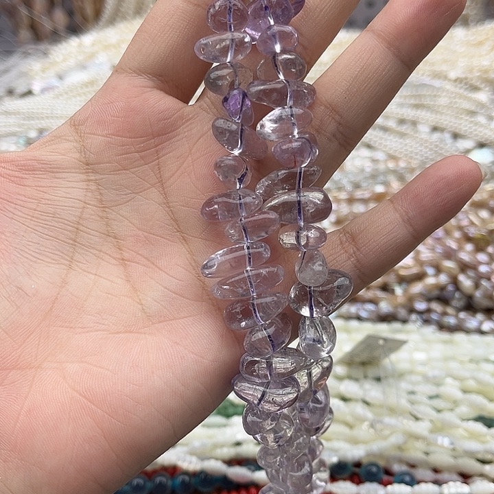 未镶嵌玛瑙/玉髓珠宝半成品一条玻利维亚紫晶中孔随型