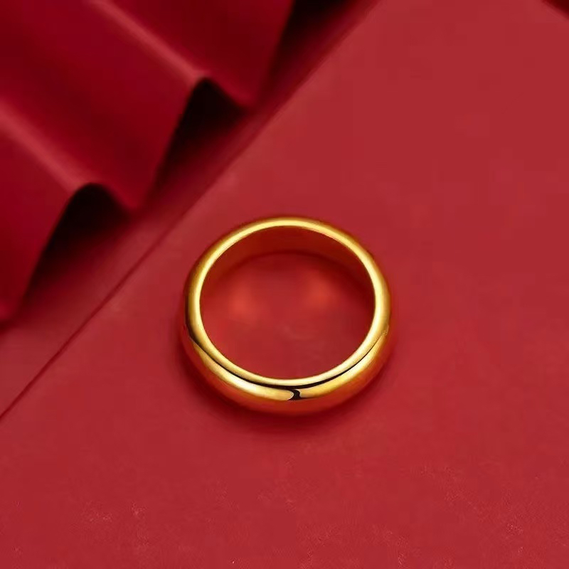 合金戒指 精工时尚百搭古法闭口亮面6mm男女情侣对戒简约大气