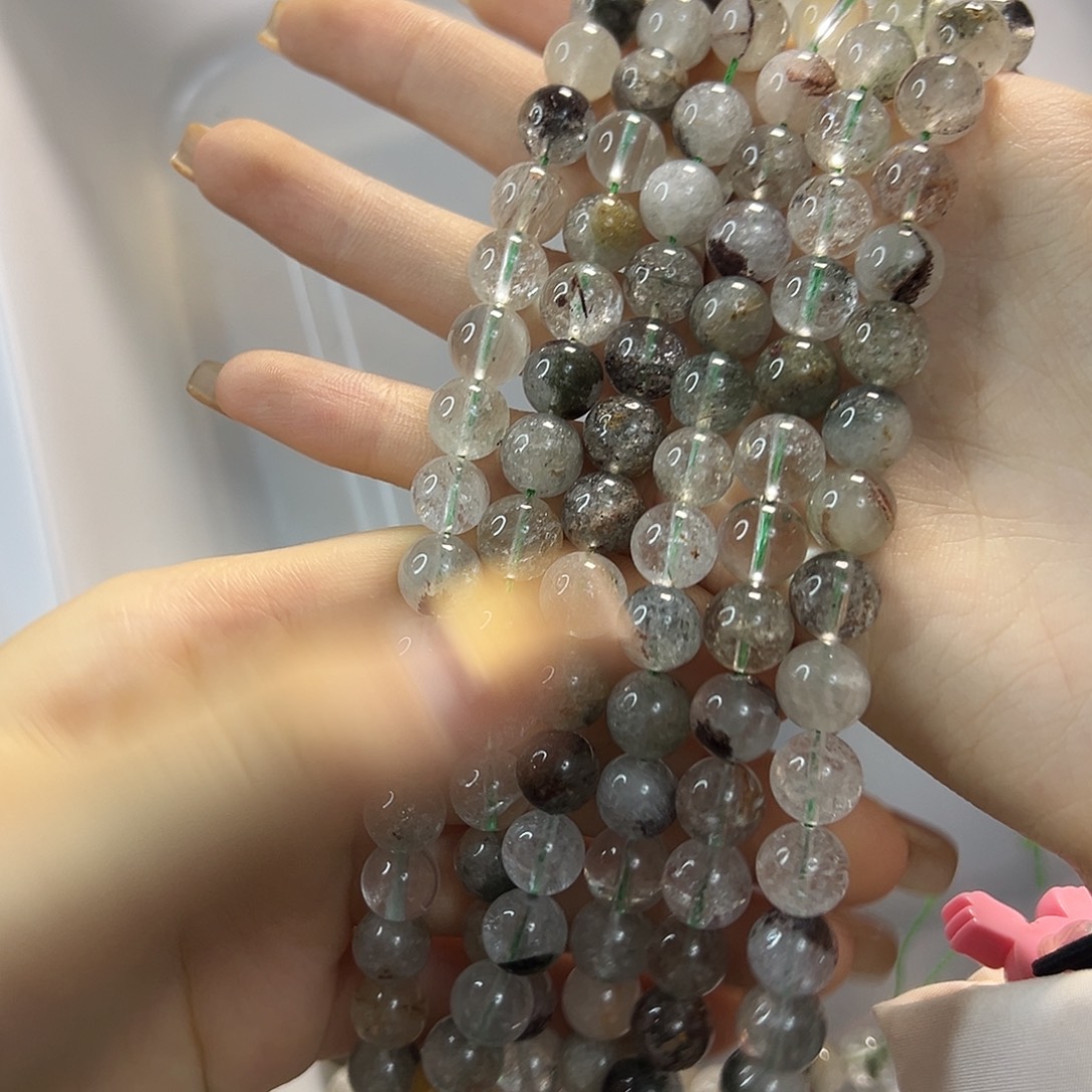 玛瑙/玉髓未镶嵌珠宝半成品绿幽灵卡10一条