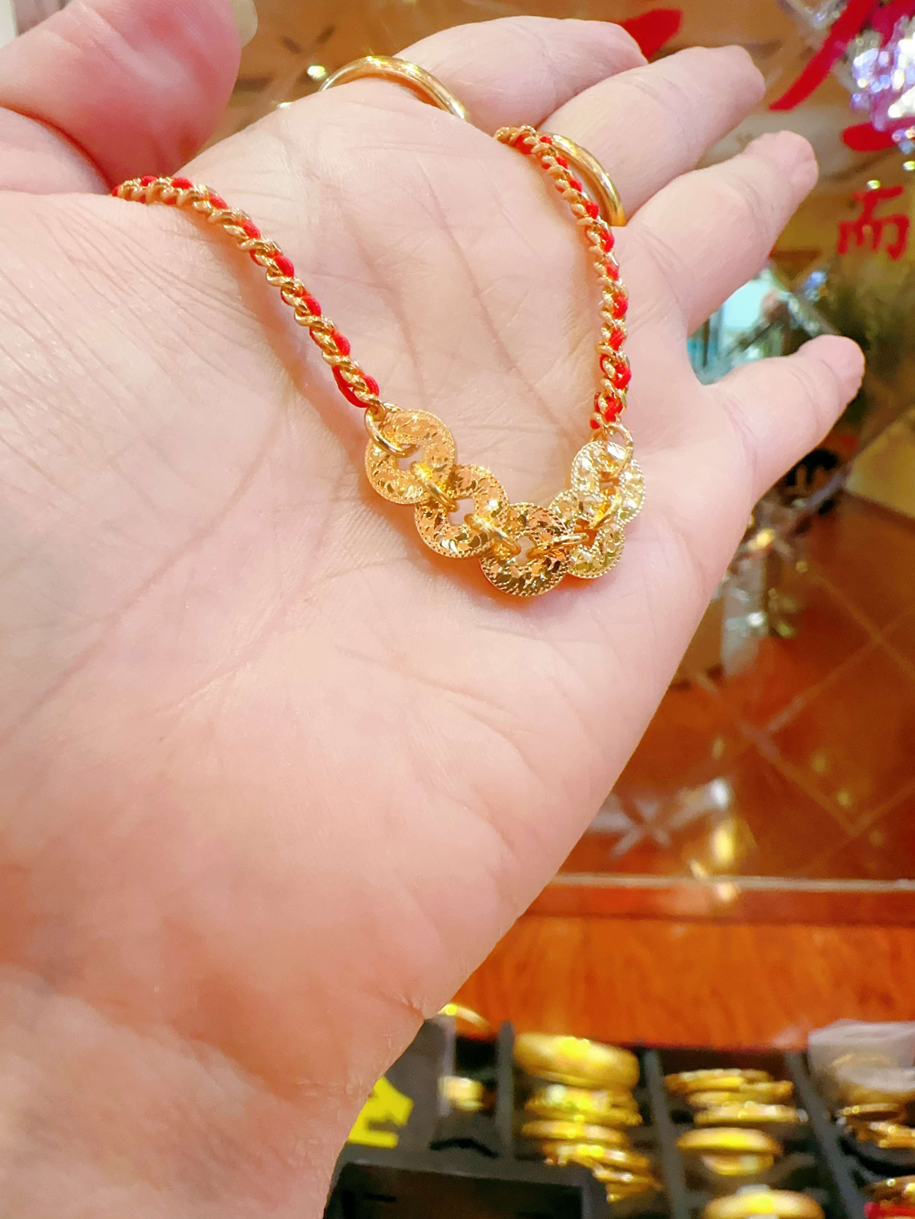 合金手链 五帝币编织手绳