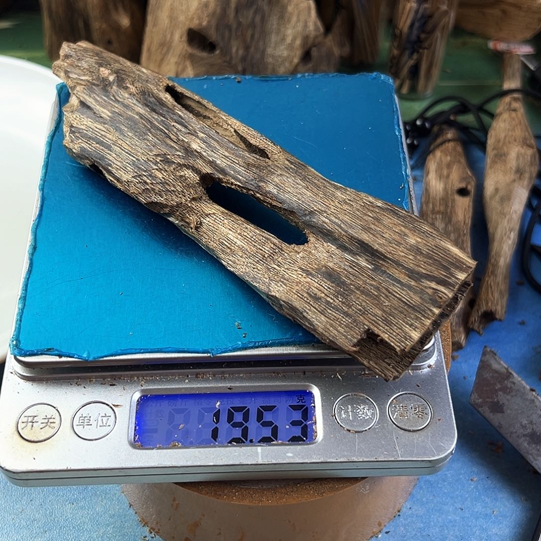 福***彩香料绿奇楠虫漏白棋19克