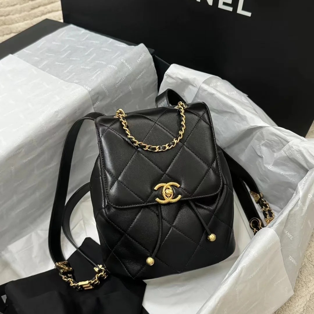 99新 Chanel/香奈儿 Chanel黑金24s双肩包25020002-02