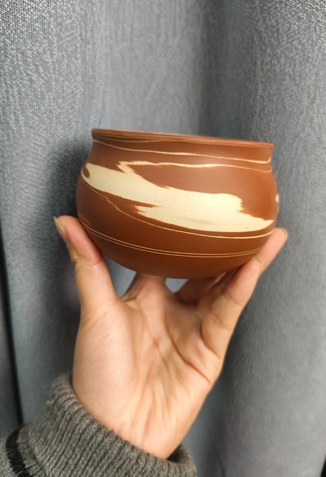 泗水砭石粉五色土搅泥罗汉杯便携高档家用小号圆形