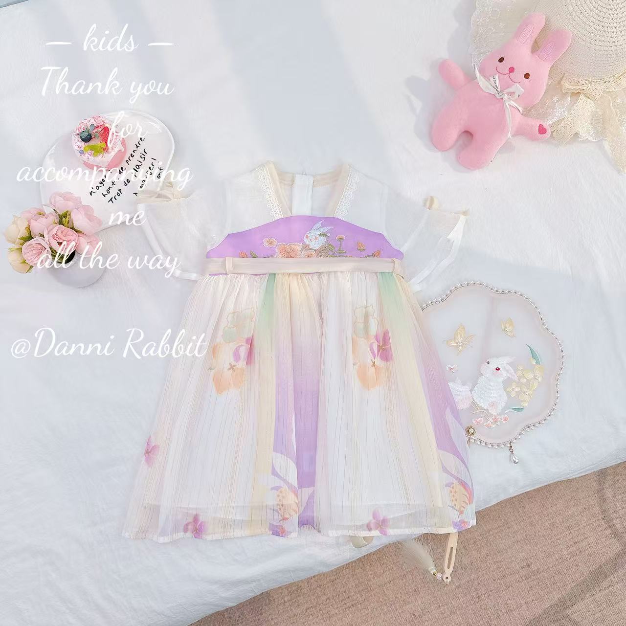 【Dannirabbit】*国潮古风+刺绣兔子*女童汉服裙子X-7001