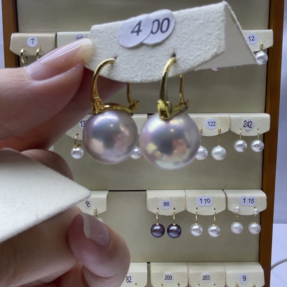 淡水珍珠耳饰银S925镶嵌