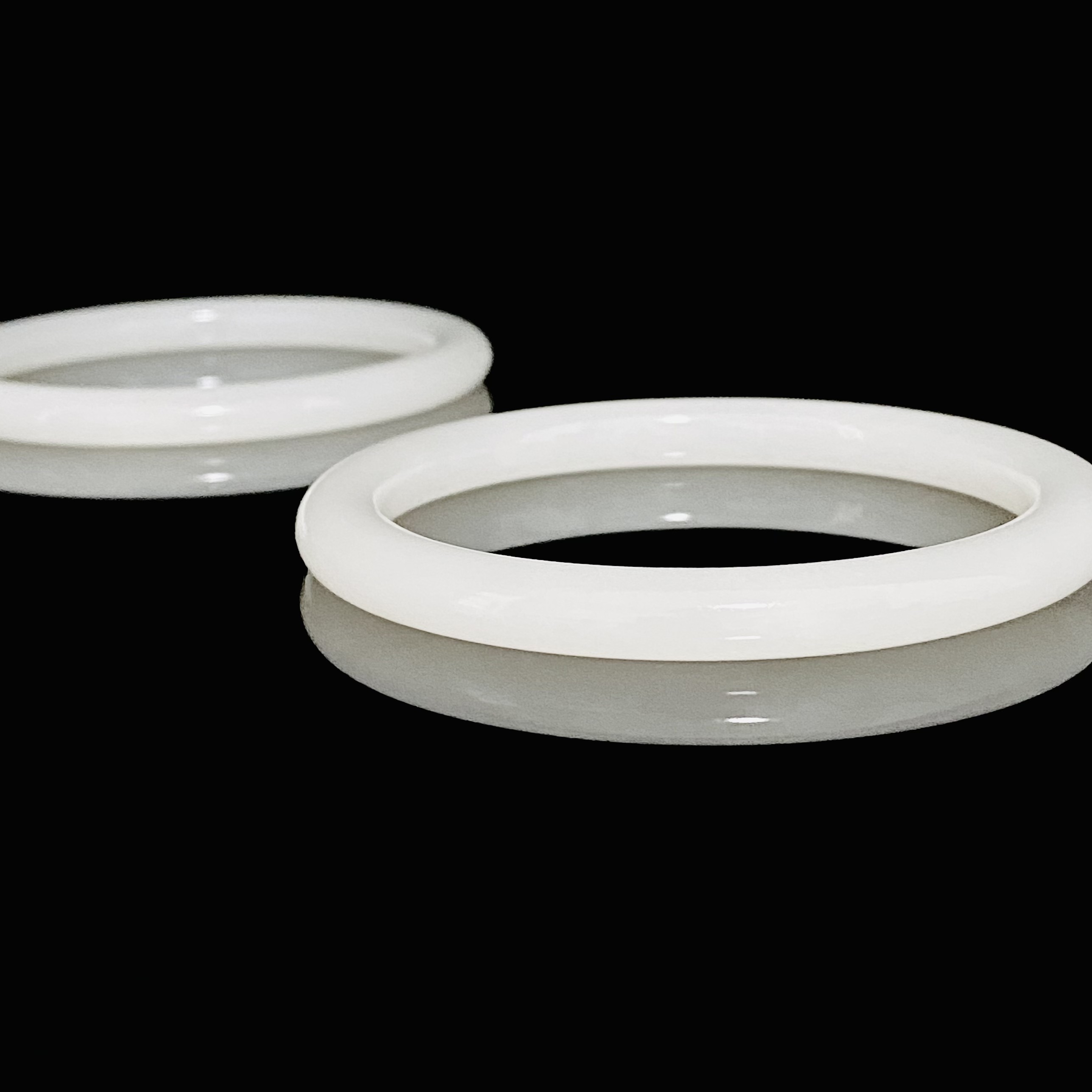 【颜选珠宝】大圈口羊脂白和田玉圆条（61.7圈口）手镯白月光百搭气质