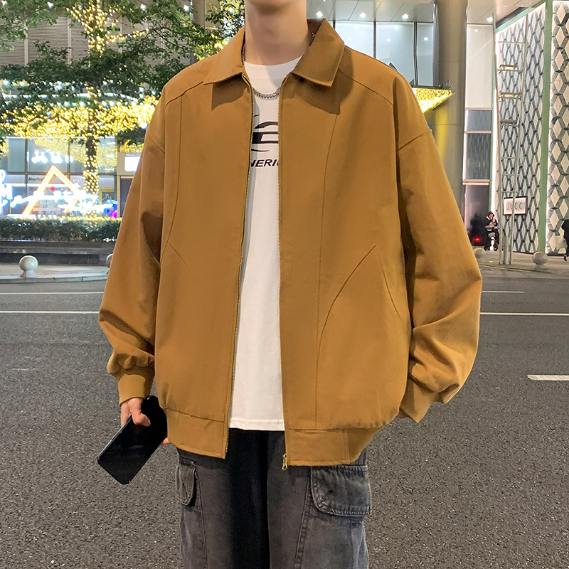 玛斯柏翻领夹克男士春秋季2025新款潮牌宽松时尚百搭港风男生夹克
