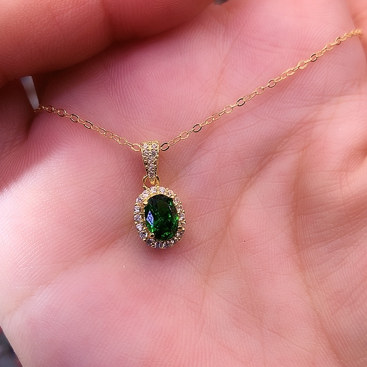 透辉石吊坠银S925镶嵌