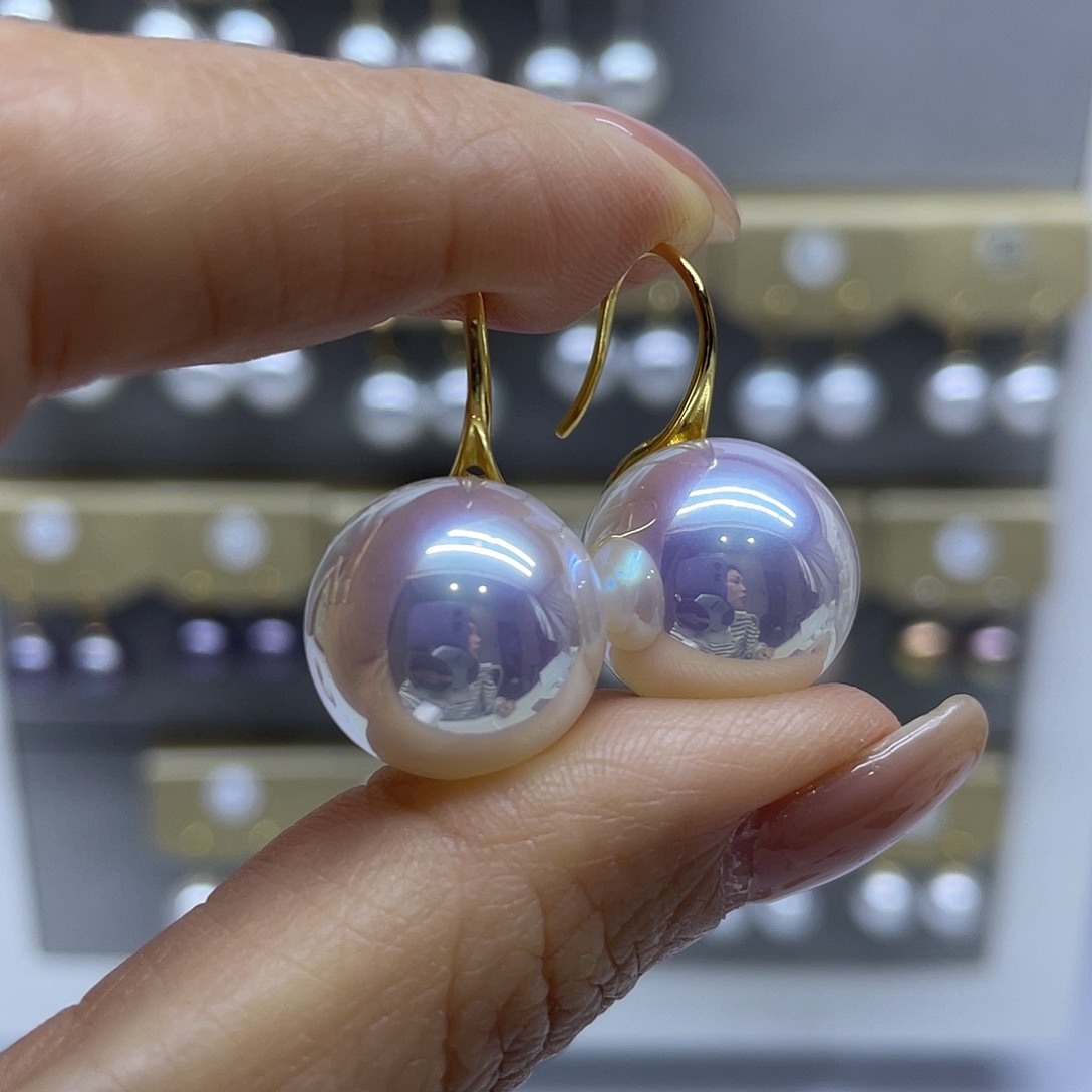 淡水珍珠耳饰18K金镶嵌