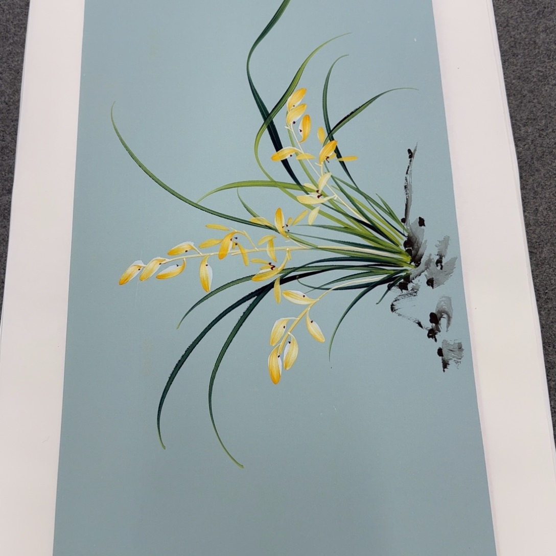 国画一笔两色立体兰花