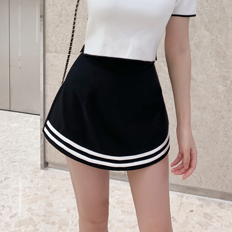 【21350半身裙】海军风黑白撞色高腰半身裙