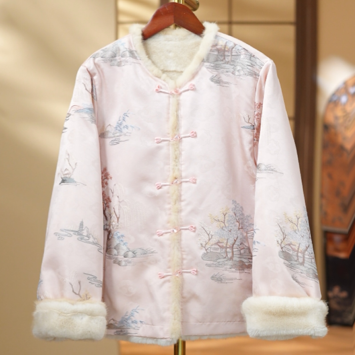 《雪纷飞-双面穿》2025新中式国风刺绣女士长袖外套