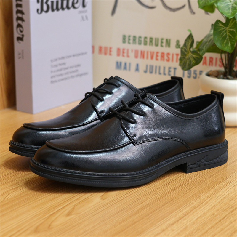 男士系带商务风正装皮鞋休闲通勤潮流透气百搭英伦风皮鞋6W081