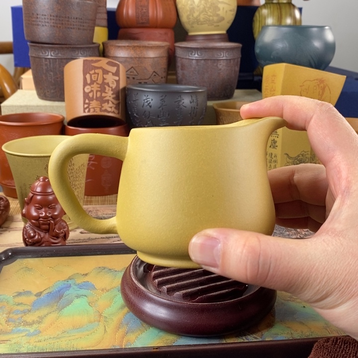 紫砂茶杯黄段公道杯