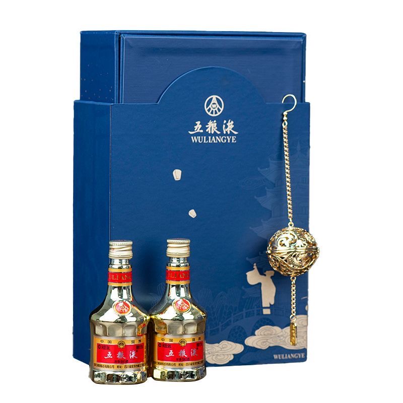五粮液金装小酒版礼盒 浓香型白酒52度50ml*2瓶/盒