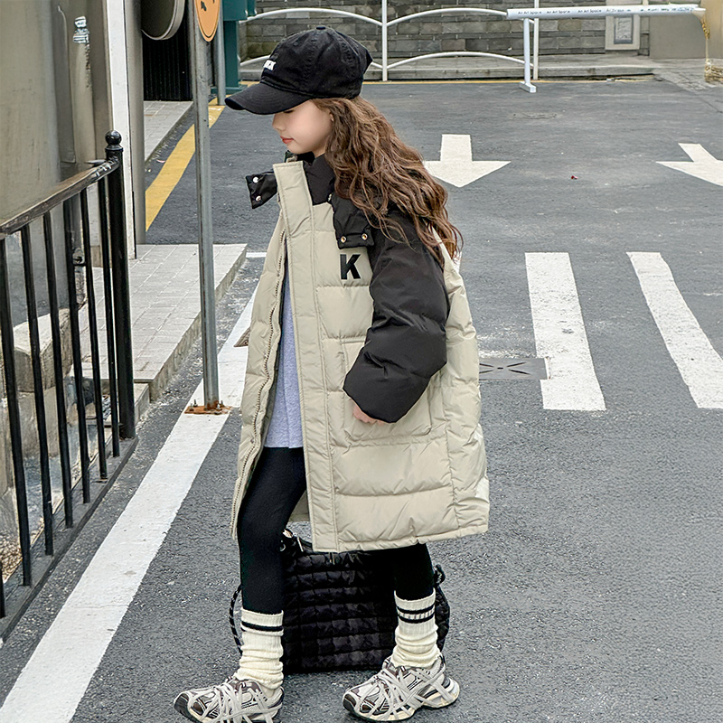 女童羽绒服外套加绒加厚新款女大童中长款上衣