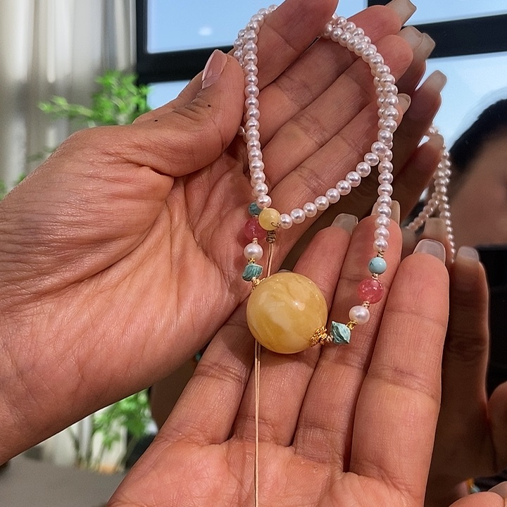 琥珀颈饰未镶嵌蜜蜡项链