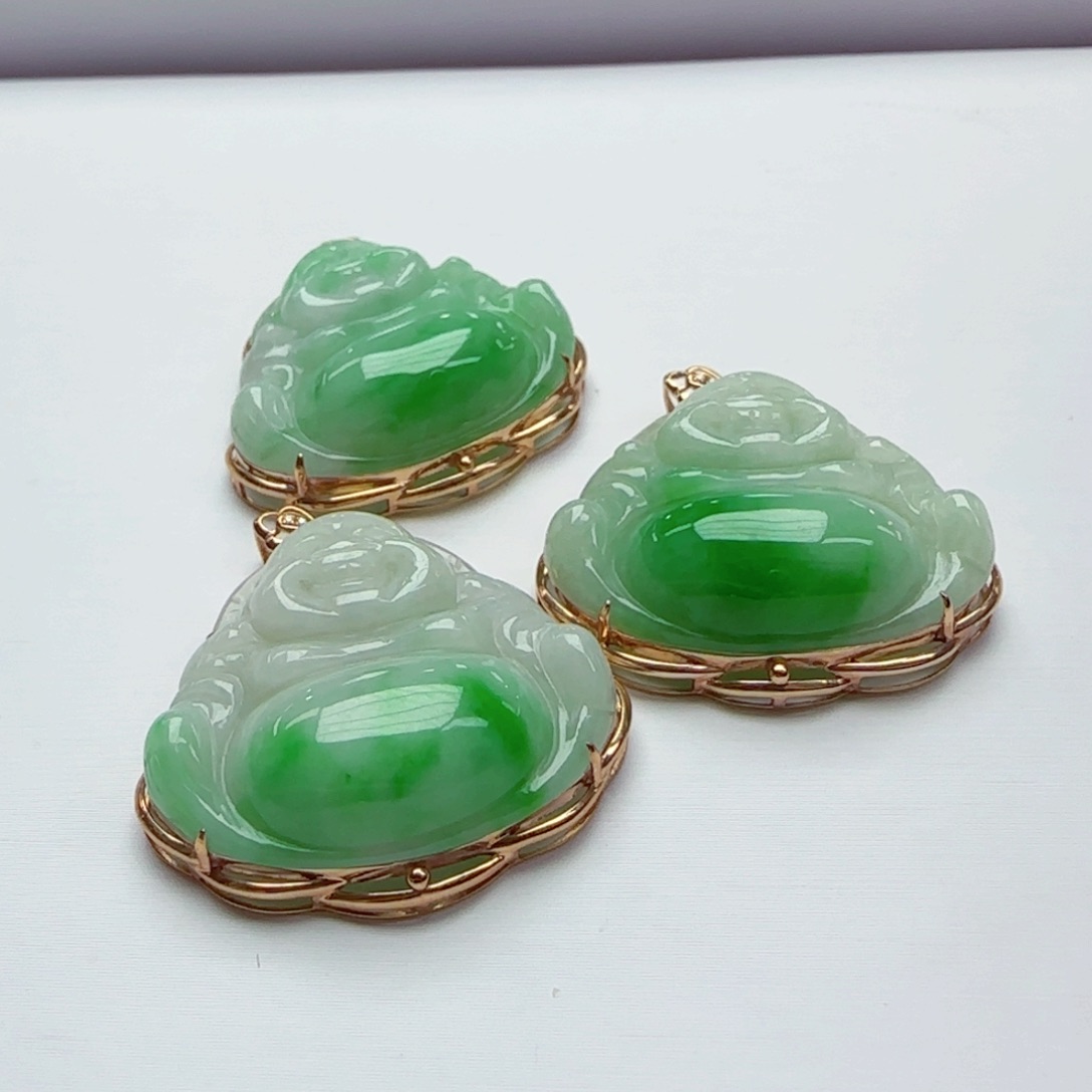 颈饰18K金镶嵌翡翠b1215多样性发其一