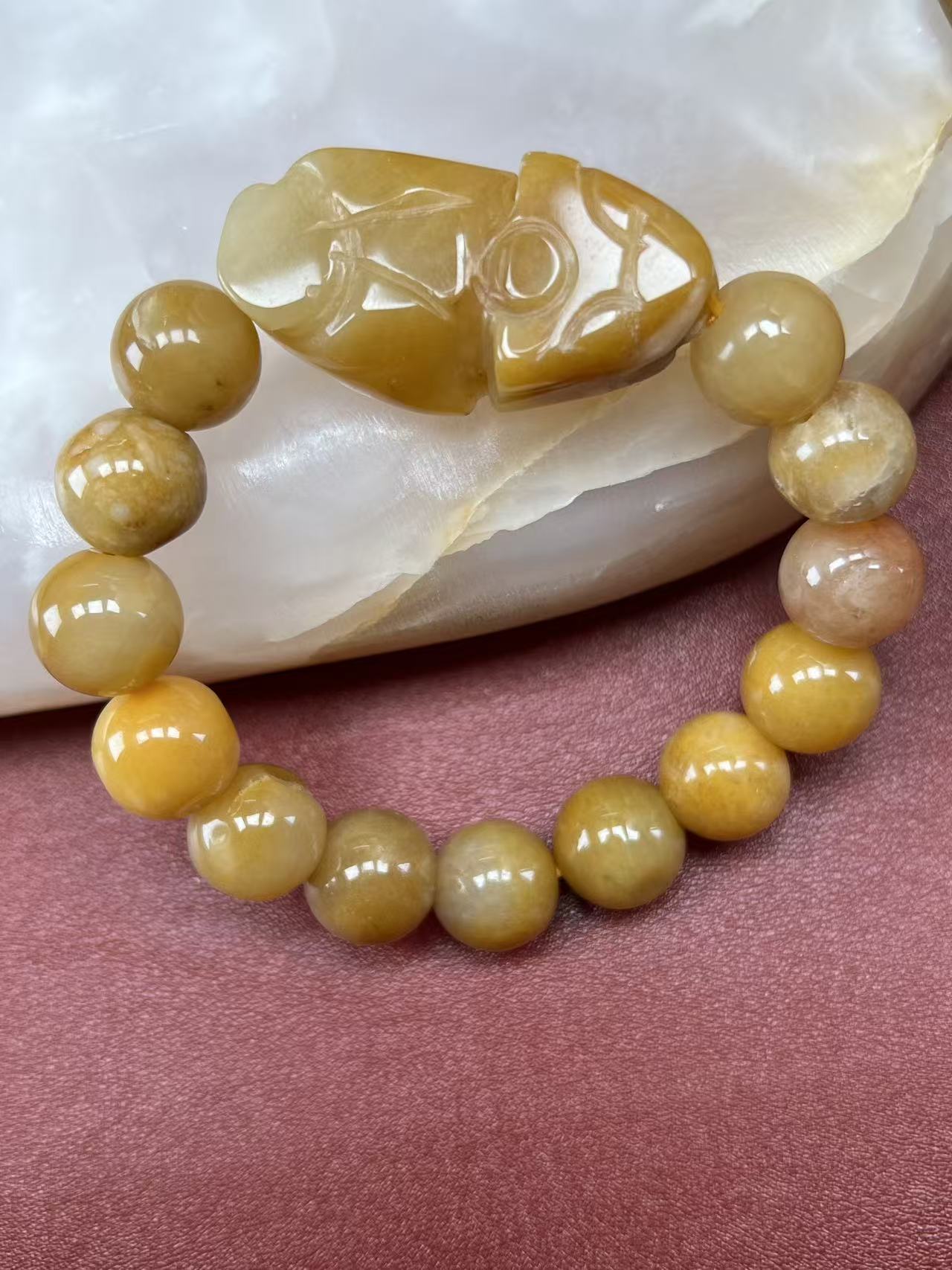 黄龙玉貔貅手串 无礼盒（多样性发其一）D012