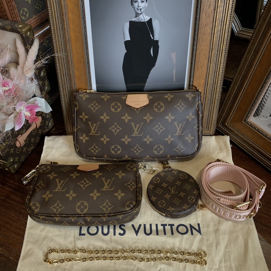 95新 LouisVuitton/路易威登 LV 老花五合一 粉肩带/SP21431