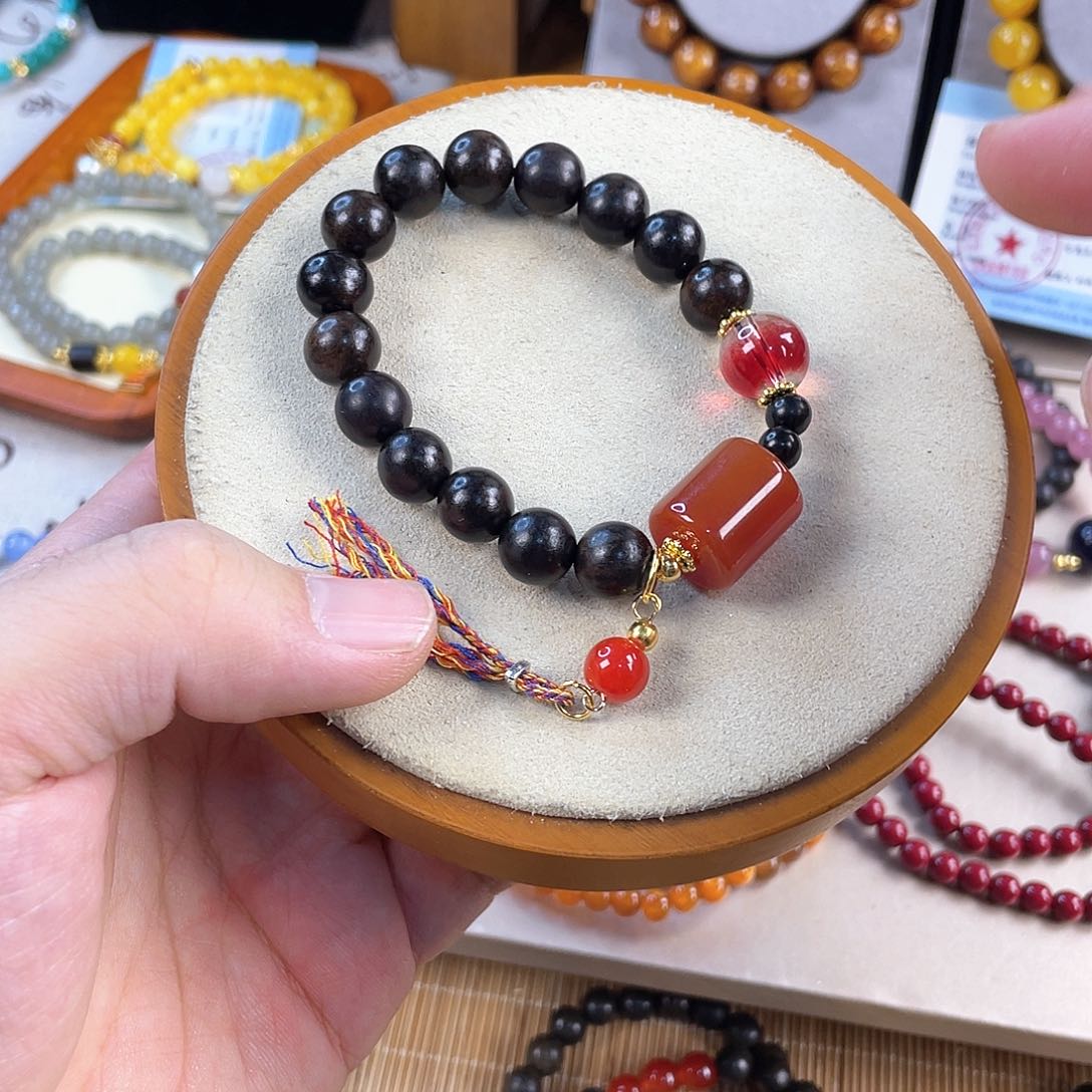 南红玛瑙手饰银S925镀金镶嵌