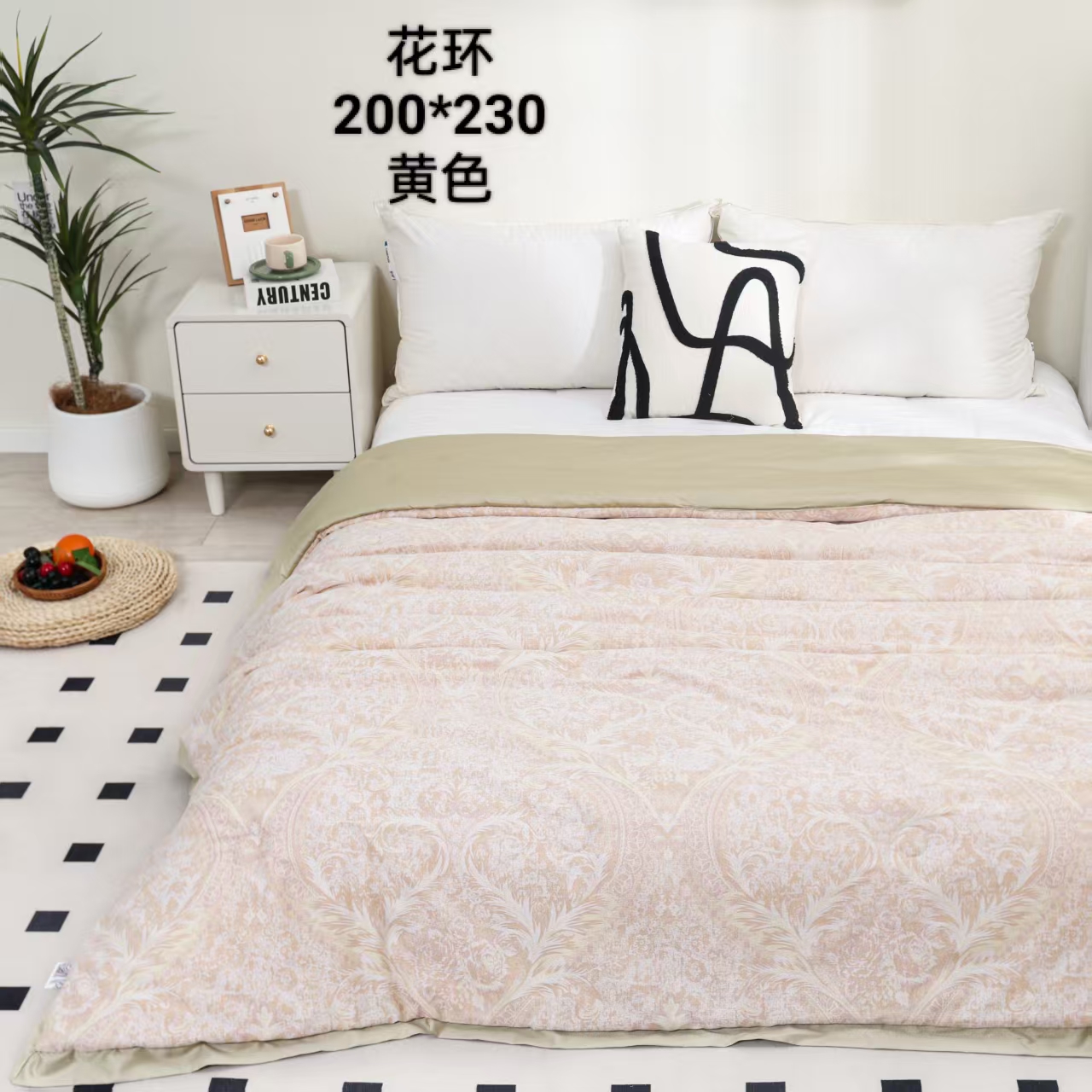 【牛哥福利】 花环黄色-亲肤保暖高端双人被2*2.3米