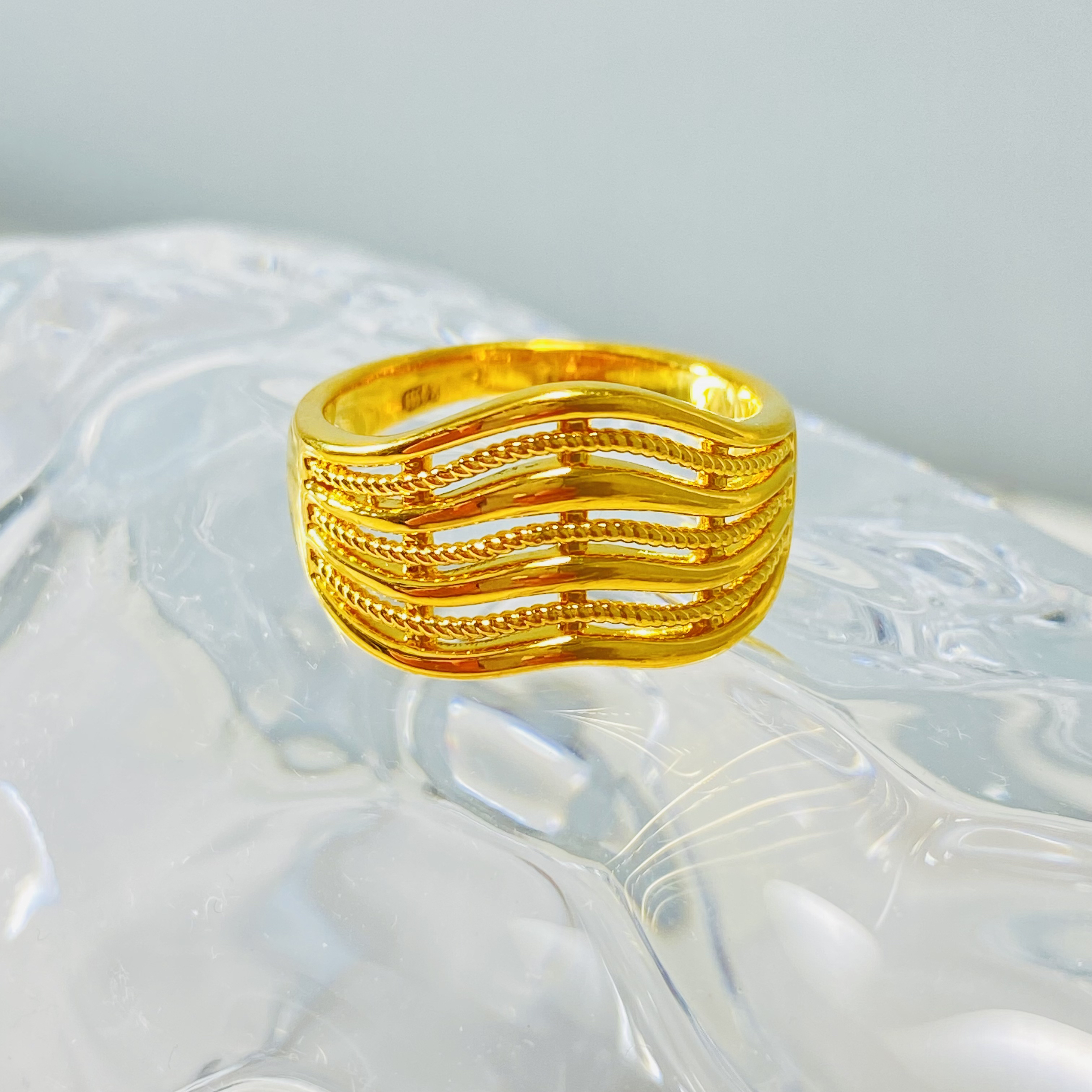 足金999 黄金多层波浪戒指15# 1.88