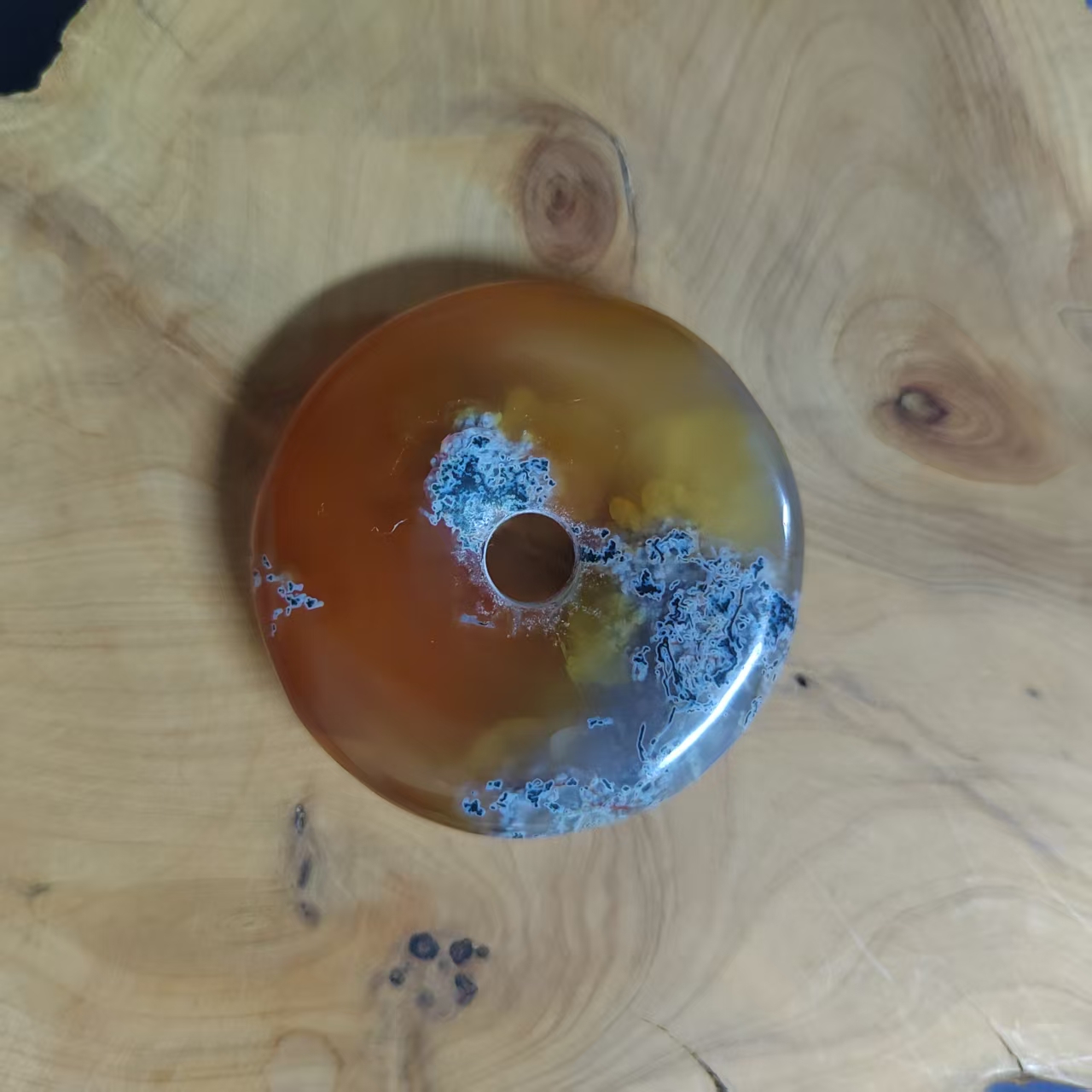 水草玛瑙平安扣吊坠