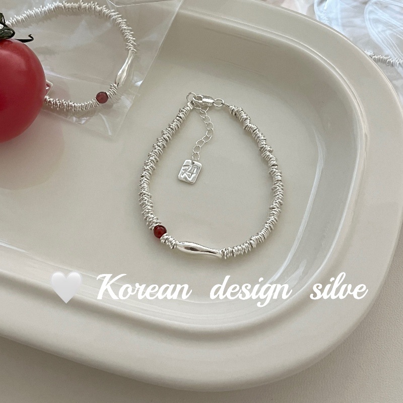 足银玻璃手链 足银玻璃手链韩式重工ins风手饰品 S925精巧