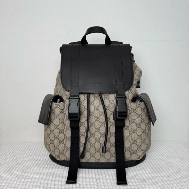 99新 GUCCI/古驰 4979/男士时尚百搭棕老花双肩包