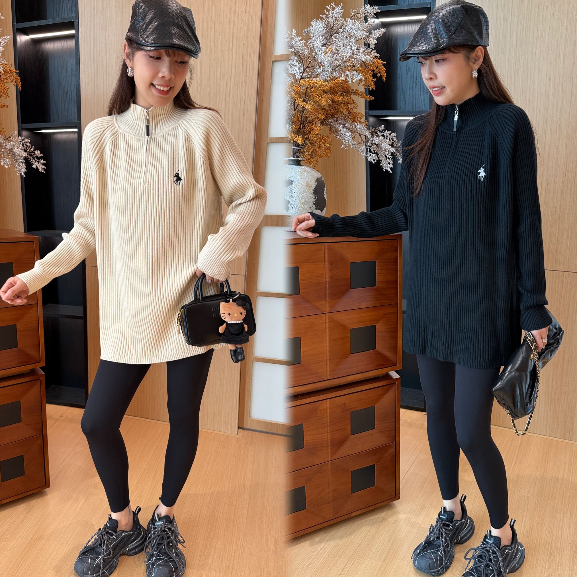 二姐的宝藏秋季新款半高领加厚针织半拉链休闲长袖针织衫#25379