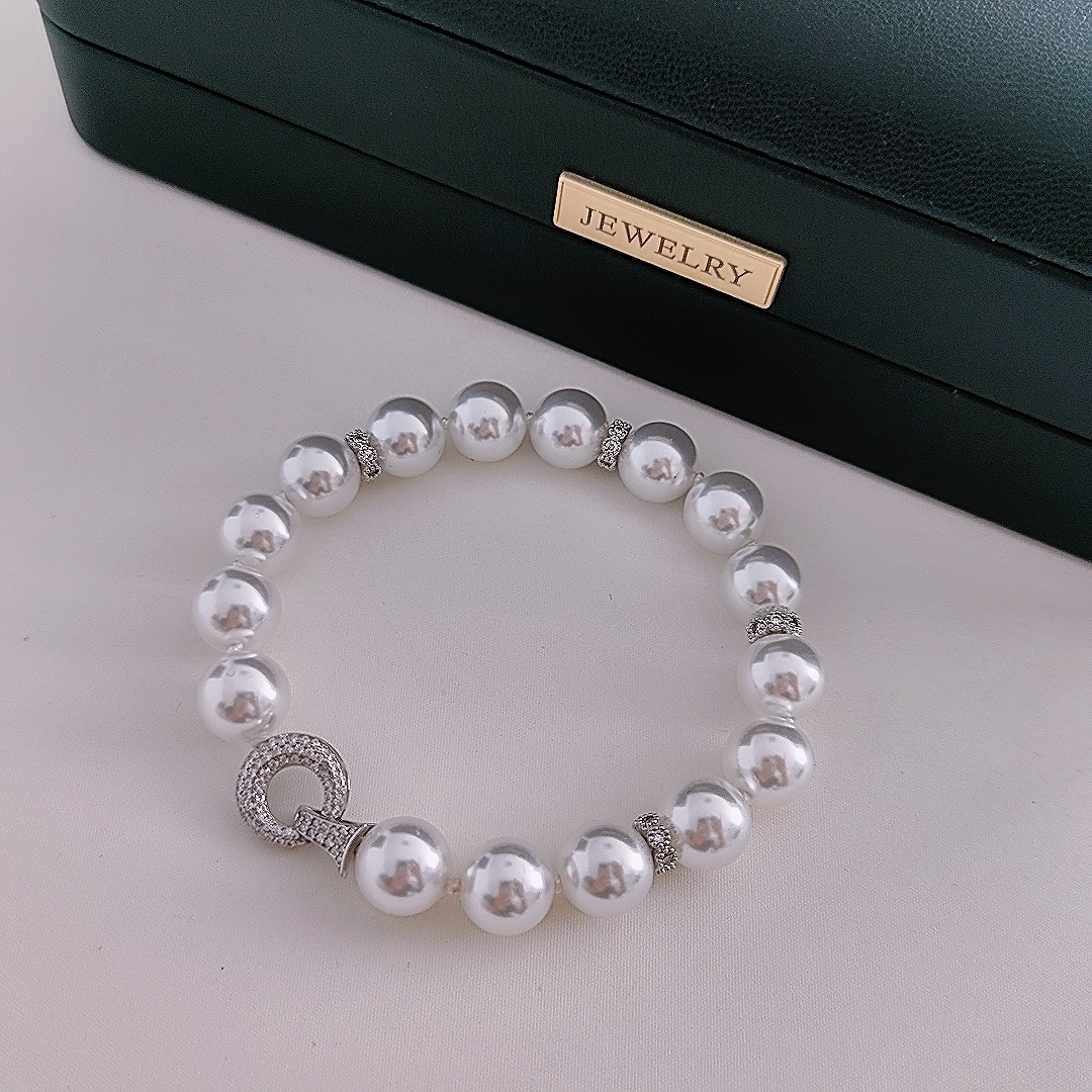 925银手链 S925银冷光白10MM精致轻奢球新款高级感手链