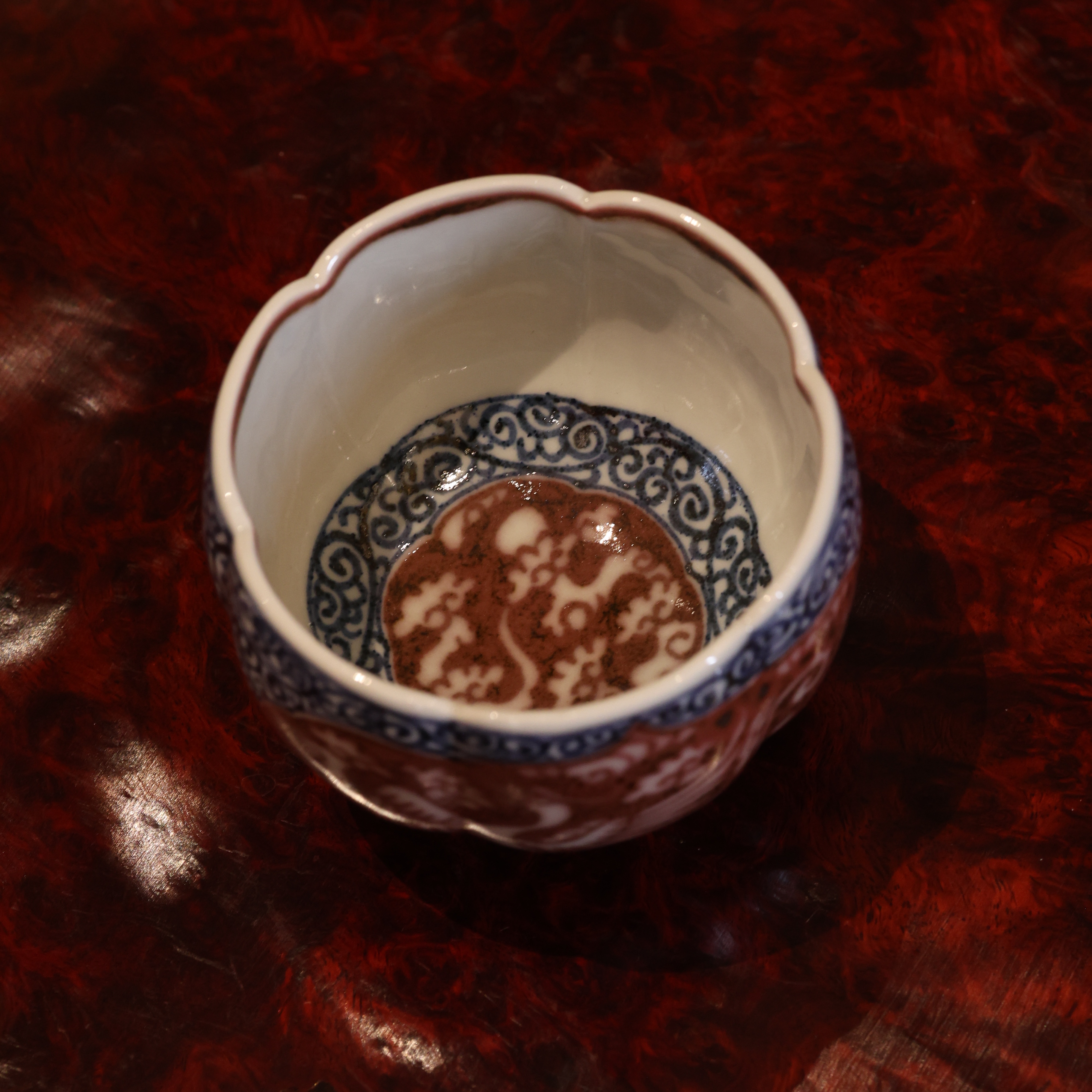 畅怀堂·元青花釉里红·锦上添花玉兰杯景德镇陶瓷纯手工手绘
