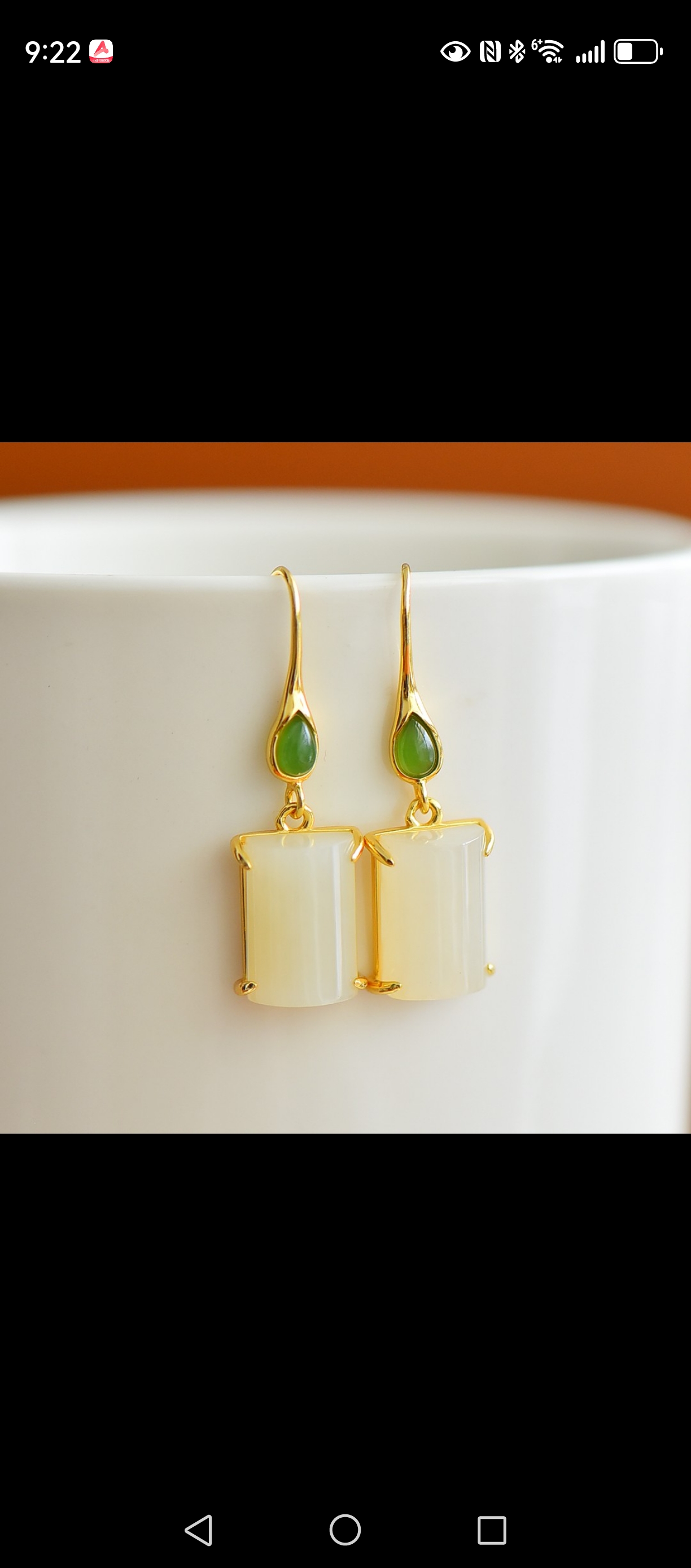 s925银镶和田玉竹节耳坠