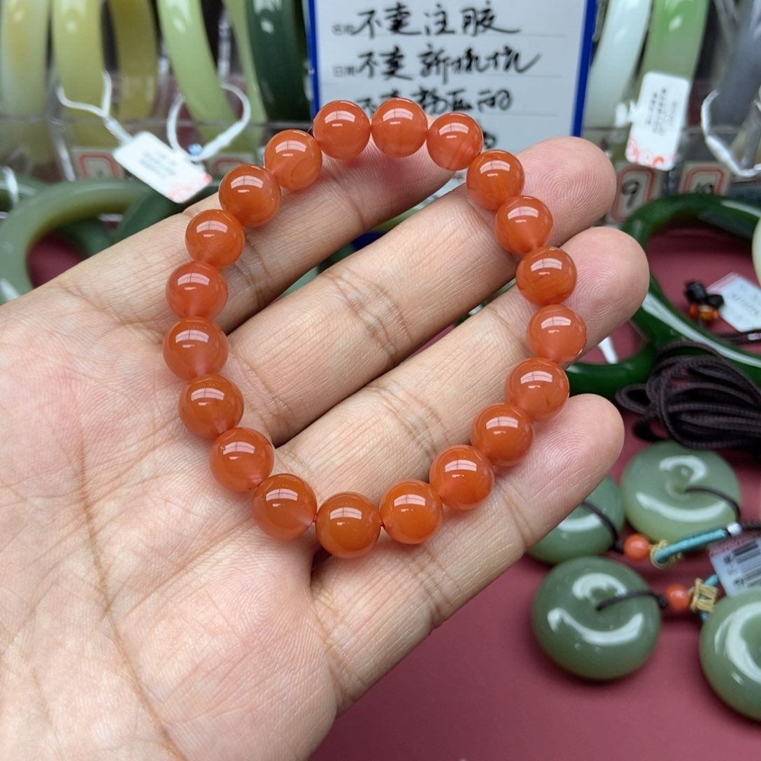 和田玉手串未镶嵌呵*卡10