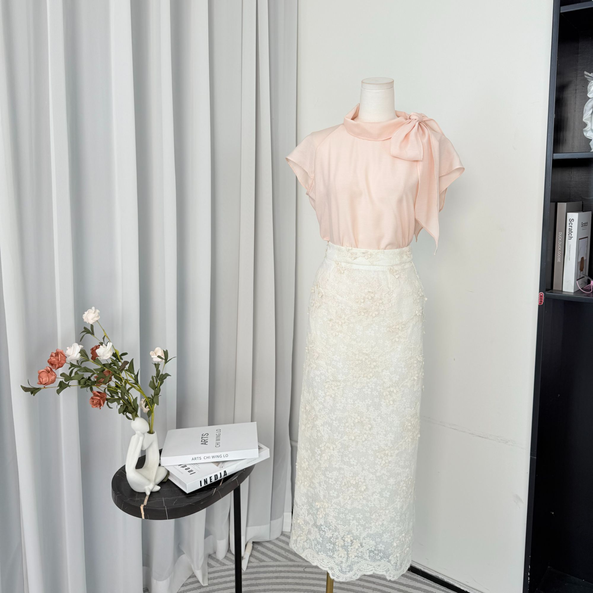 拉夏贝尔2025年夏季新款休闲百搭气质长袖上衣+半身裙 16099 ACK