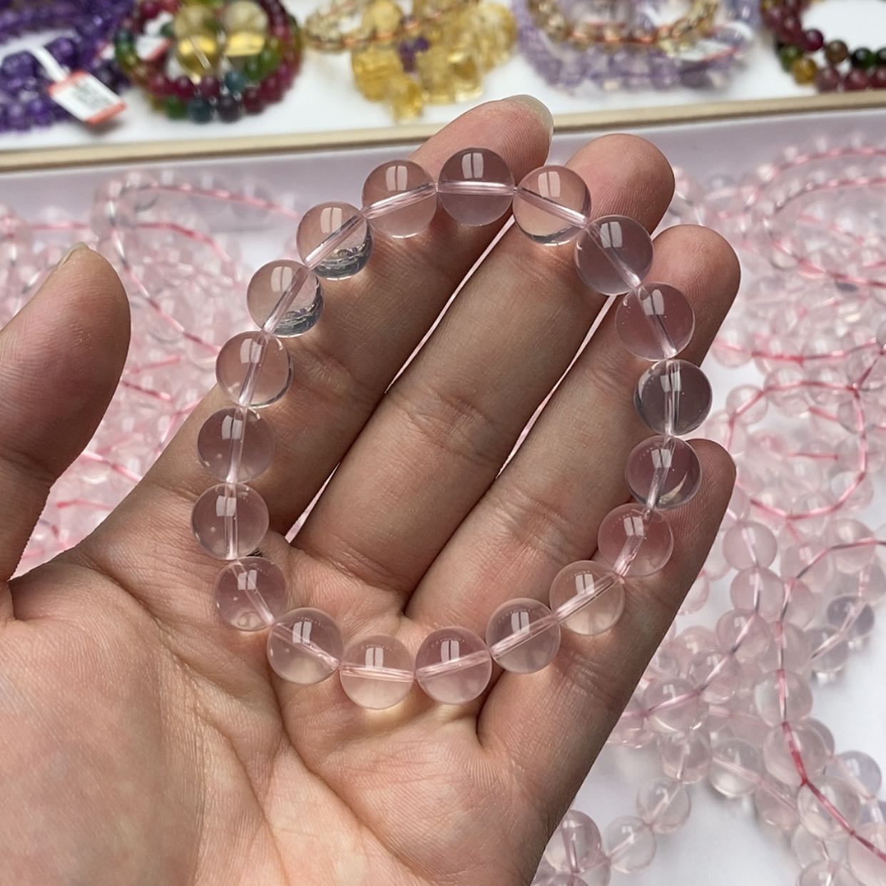 【闪购商品】芙蓉石手链未镶嵌?***℘天然粉水晶