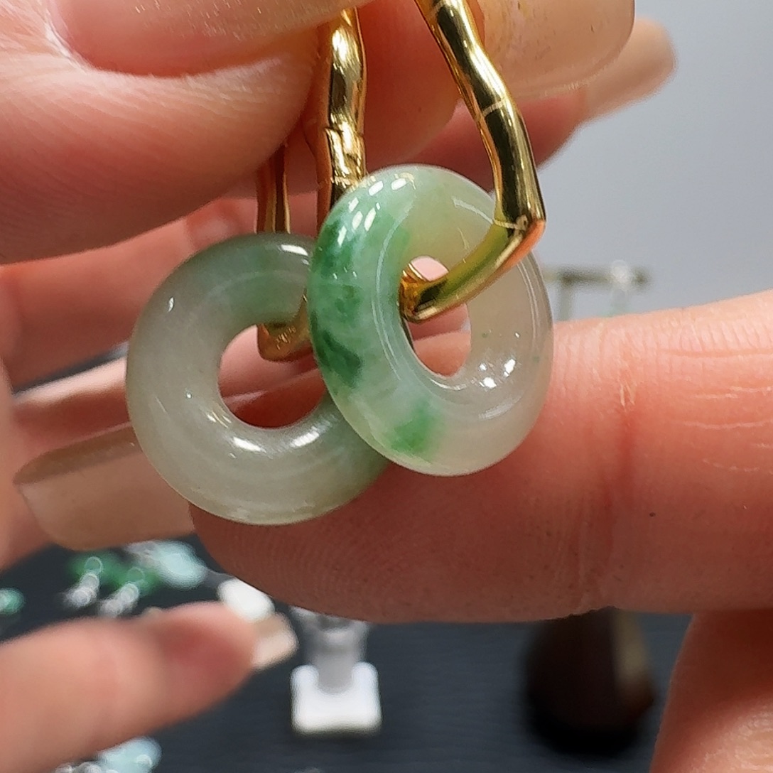 翡翠耳饰银S925镶嵌耳饰