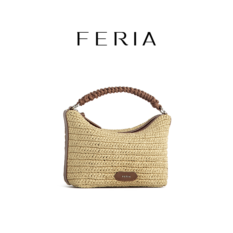 FERIA【度假便当包】FE505B173韩国小众品牌复古编织包YY