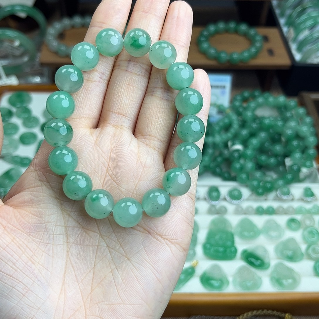 石英质玉（非洲翠）未镶嵌手串卡12